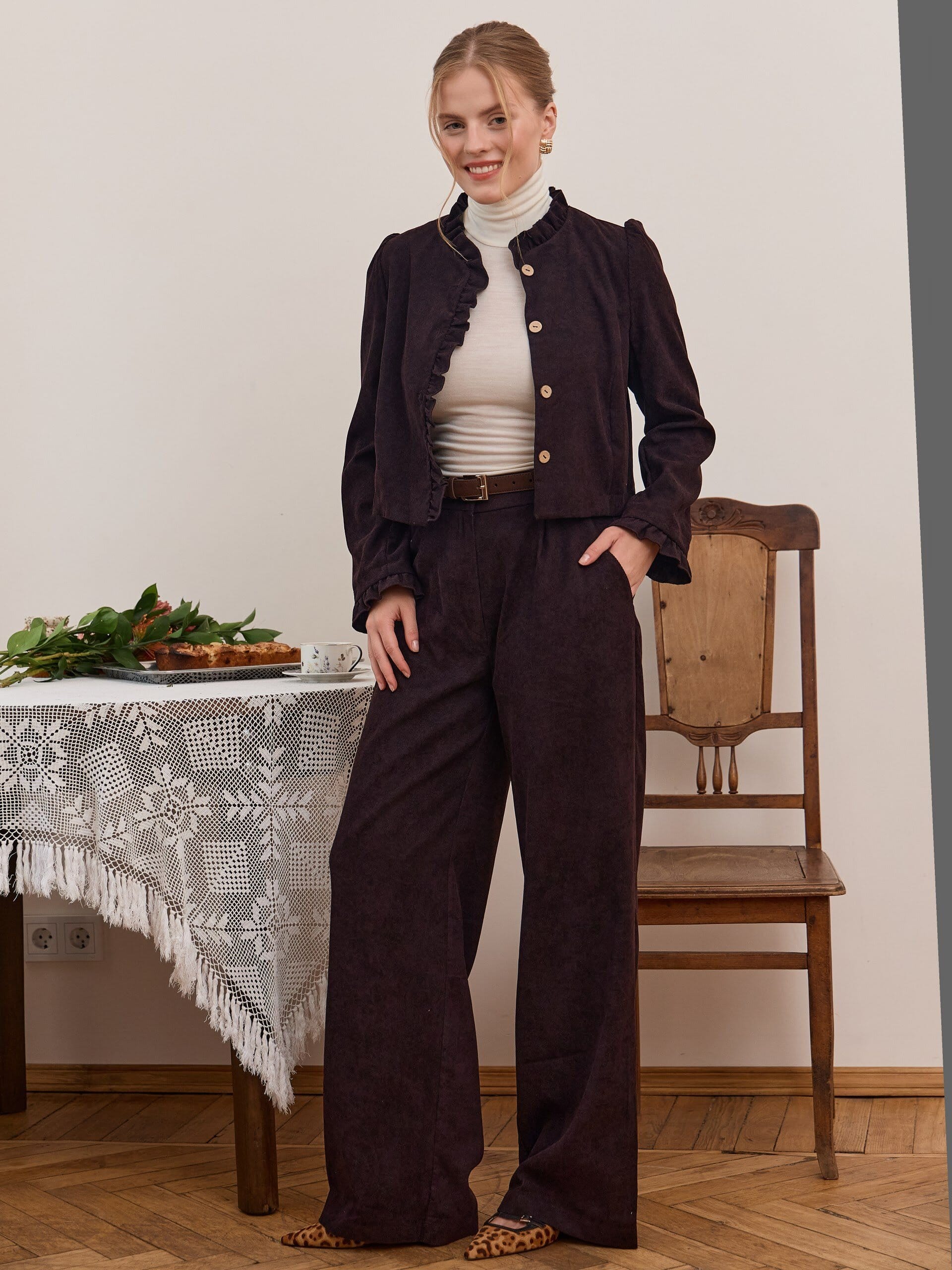 Брюки палаццо вельветовые. Фото 1