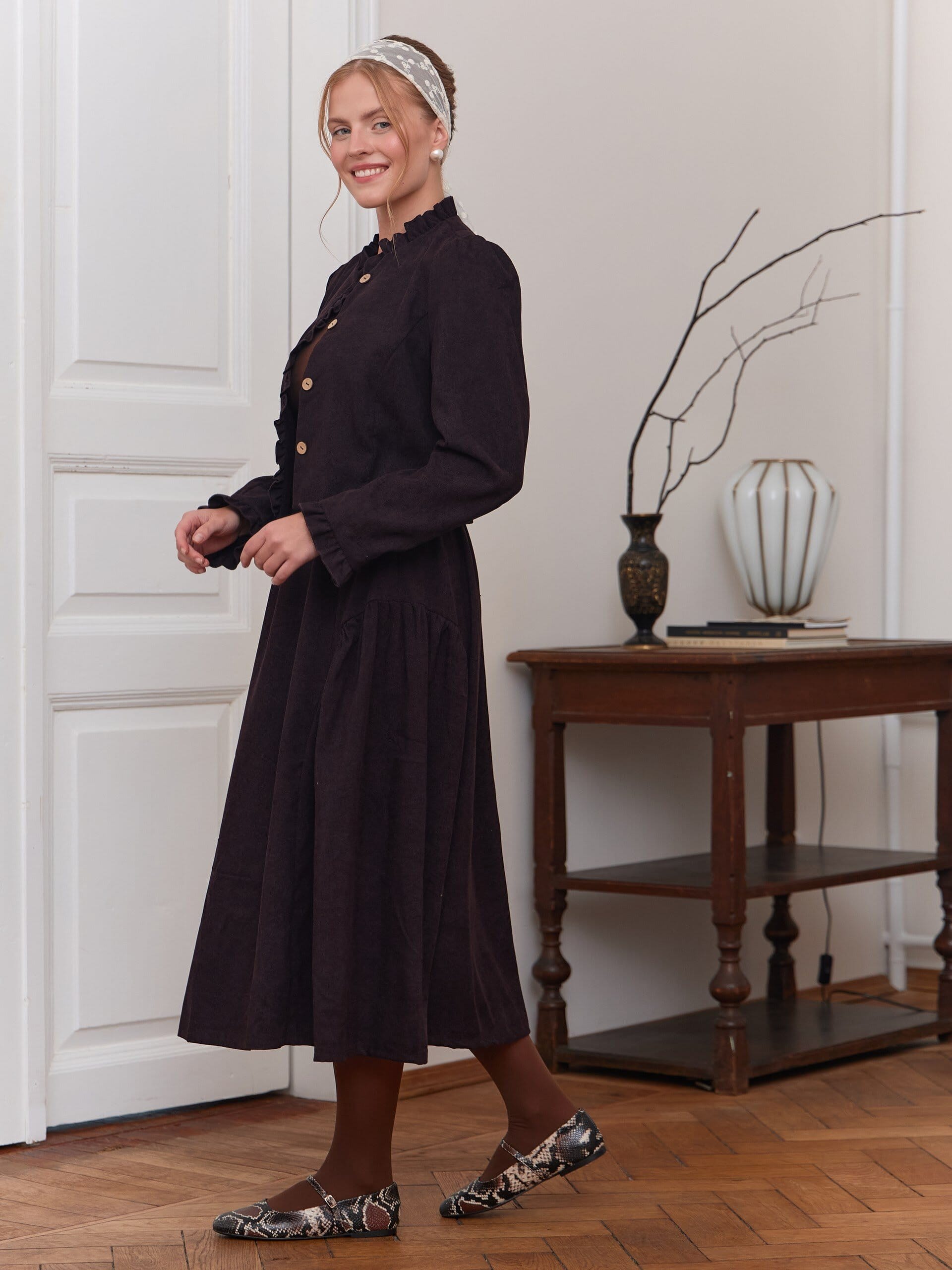 Юбка бохо вельветовая миди